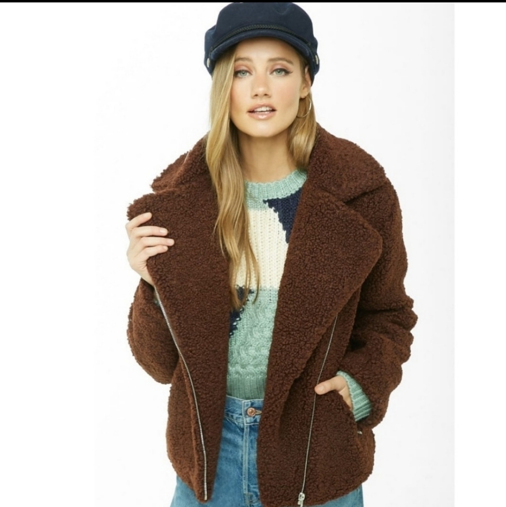 🐻FOREVER 21 FAUX SHEARLING MOTO JACKET